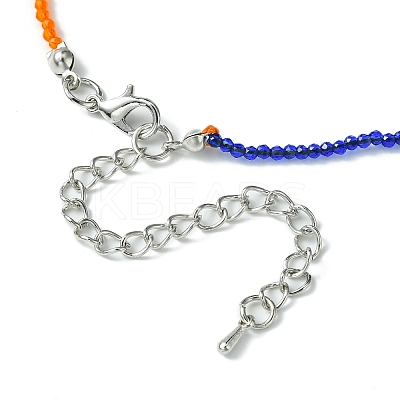Faceted Rondelle Glass Beaded Necklace for Women NJEW-M208-02C-1