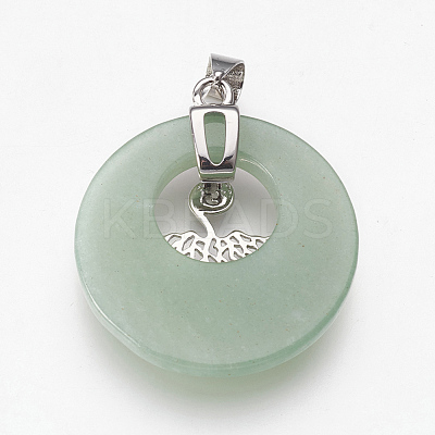 Natural Green Aventurine Pendants KK-F751-B13-1