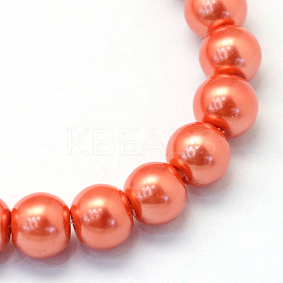 Baking Paint Pearlized Glass Pearl Round Bead Strands X-HY-Q330-8mm-38-1