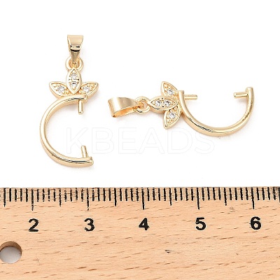 Brass Micro Pave Clear Cubic Zirconia Pendants Bails KK-B133-04G-02-1
