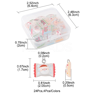 24Pcs 6 Colors Christmas Theme Transparent Resin Imitation Food Pendants RESI-FS0001-42-1