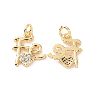 Rack Plating Brass Micro Pave Clear Cubic Zirconia Charms ZIRC-C042-03G-1