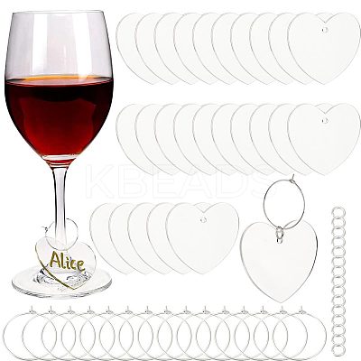 DIY Heart Wine Glass Charms Making Kits DIY-SC0021-51-1