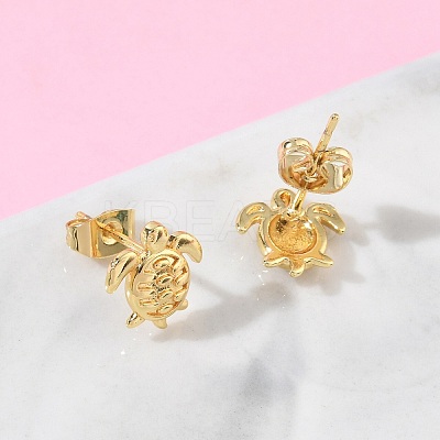 Brass Stud Earrings for Women EJEW-G464-03G-1