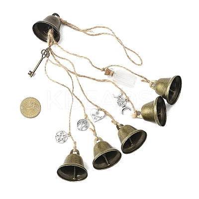 Tibetan Style Alloy & Iron Halloween Witch Bell Pendant Decorations HJEW-JM04494-1