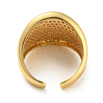 Rack Plating Brass Micro Pave Clear Cubic Zirconia Wide Open Cuff Rings RJEW-M156-01G-1