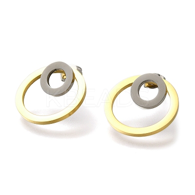 Ion Plating(IP) 304 Stainless Steel Stud Ring Stud Earrings EJEW-C118-02B-1