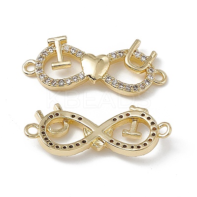 Brass Micro Pave Clear Cubic Zirconia Connector Charms KK-E068-VB378-1