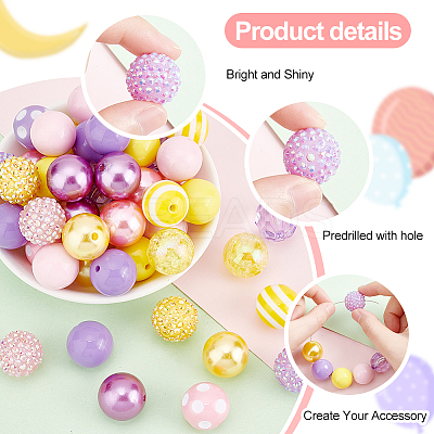 1 Set 7 Styles Resin Round Beads Set RESI-PH0001-98C-1