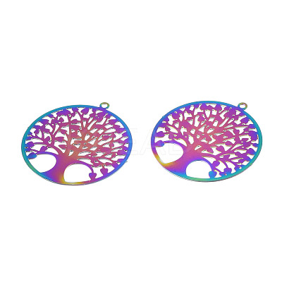 Ion Plating(IP) 201 Stainless Steel Filigree Pendants STAS-S118-085-1