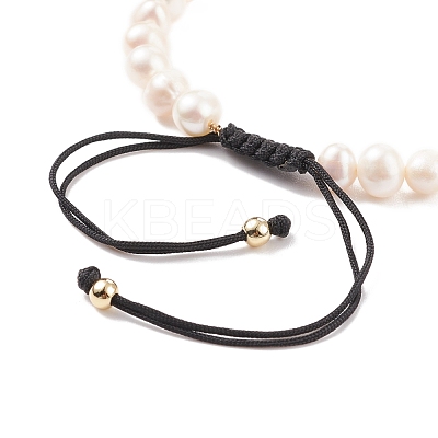 Natural Shell & Pearl Braided Bead Bracelet BJEW-JB08237-01-1