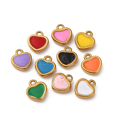 304 Stainless Steel Enamel Charms STAS-Q363-09G-1