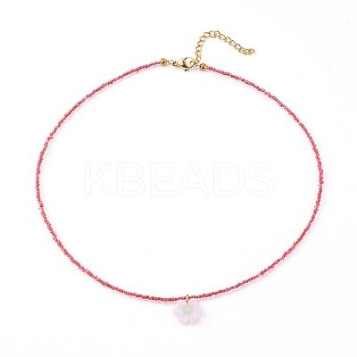 Glass Seed Beads Pendant Necklaces NJEW-JN03338-03-1
