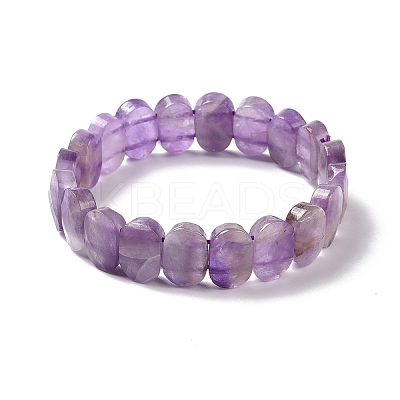Natural Amethyst Oval Beaded Stretch Bracelet G-E010-01W-1