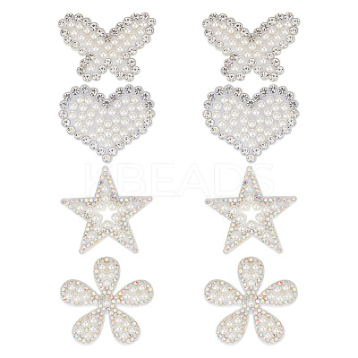 8Pcs 4 Styles Star/Flower/Heart/Butterfly Non-woven Fabric Appliques DIY-GO0001-71-1