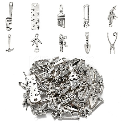 50Pcs 10 Styles Tibetan Style Alloy Pendants FIND-YW0007-18-1