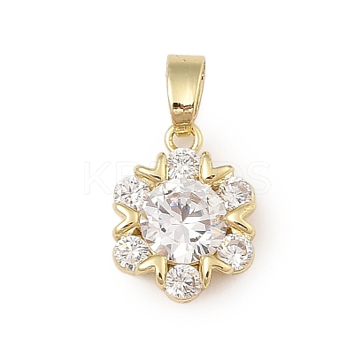 Brass Micro Pave Cubic Zirconia Pendants KK-U041-02G-03-1