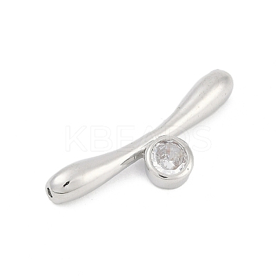 Brass Micro Pave Clear Cubic Zirconia Toggle Clasps Parts KK-U051-05P-1