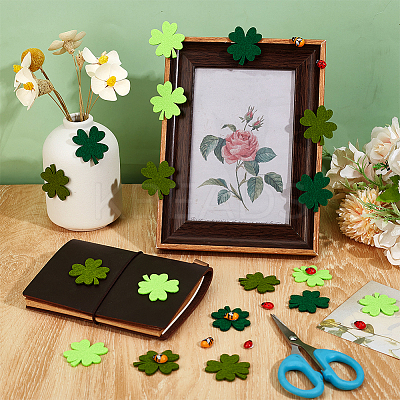 240Pcs 5 Stylle Wool Felt Clovers FIND-OC0013-46-1