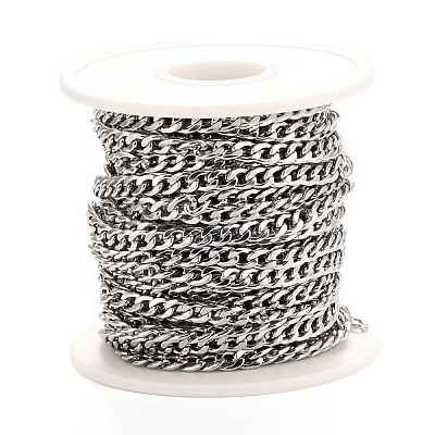 Tarnish Resistant 304 Stainless Steel Cuban Link Chains CHS-K016-02B-P-1