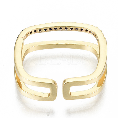 Brass Micro Pave Cubic Zirconia Cuff Rings RJEW-S045-55B-G-NR-1