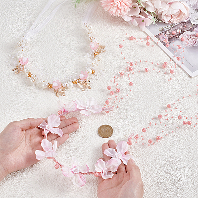 1Pc Imitation Pearl Ribbon Hair Bands OHAR-NB0001-33A-1