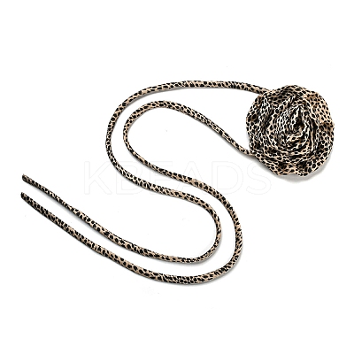 Leopard Print Pattern Fabric Rose Tie Choker Necklaces for Women LS-NJEW-Z022-01H-1