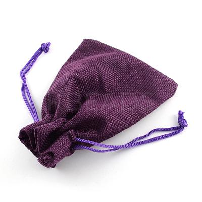 Polyester Imitation Burlap Packing Pouches Drawstring Bags ABAG-R005-9x7-10-1