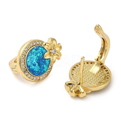 Rack Plating Brass Synthetic Opal Hoop Earrings for Women EJEW-P277-03C-G-1