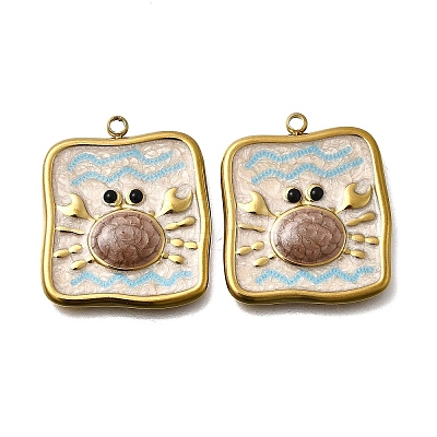 304 Stainless Steel Enamel Pendants STAS-Z163-21G-02-1
