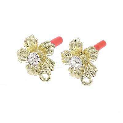 Rack Plating Golden Alloy with Rhinestone Stud Earring Findings EJEW-B036-02G-06-1