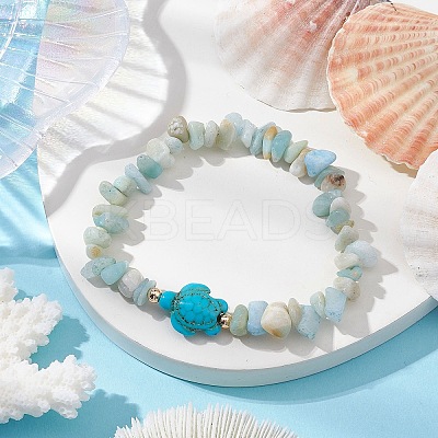 Natural Flower Amazonite Chip Beaded Stretch Bracelets BJEW-JB10689-04-1