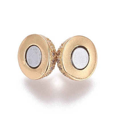 Brass Micro Pave Cubic Zirconia Magnetic Clasps with Loops ZIRC-G097-01G-1