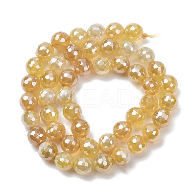 Electroplated Natural Agate Beads Strands G-B191-A07-8mm-08-1