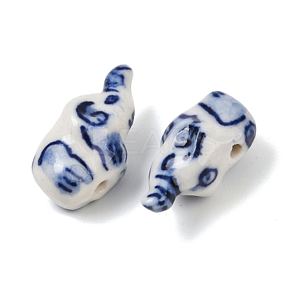 Animal Theme Blue and White Porcelain Beads PORC-Z007-05A-1