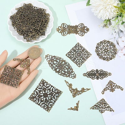120Pcs 10 Styles Iron Connector Charms FIND-SC0017-12-1