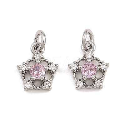 Brass Micro Pave Cubic Zirconia Charms CU-CBAA6E8-05P-04-1