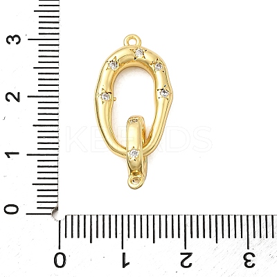 Rack Plating Brass Micro Pave Clear Cubic Zirconia Fold Over Clasps KK-K392-48G-1
