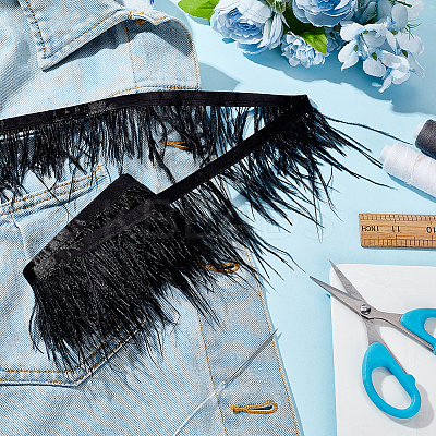 2 Yards Fashion Ostrich Feather Cloth Strand Costume Accessories FIND-GA0003-68B-1