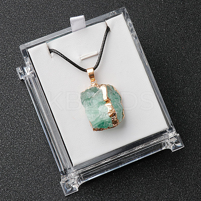 Electroplated Raw Natural Fluorite Neggets Pendant Black Wax Cord Necklaces FS-WG48460-09-1