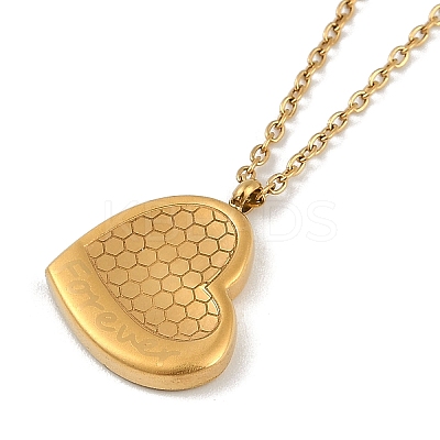 304 Stainless Steel Heart Pendant Necklaces NJEW-N055-14G-1