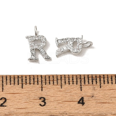 Initial Letter Brass Micro Pave Cubic Zirconia Pendants ZIRC-F008-R-1