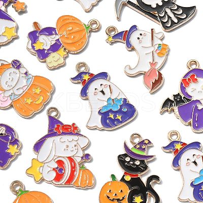40Pcs 10 Styles Halloween Theme Alloy Enamel Pendants ENAM-CJ0004-77-1