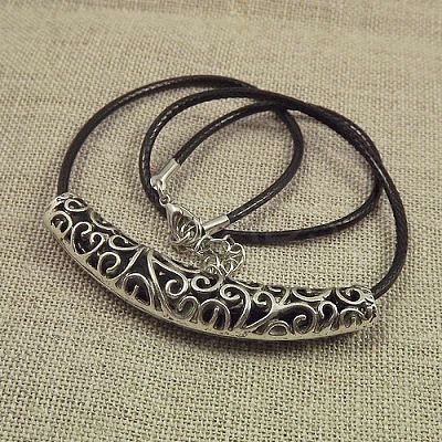 Jewelry Miao Yin Cang Yin Rose Hollow Bend Black Leather Rope Little Fish Lotus Female Short Necklace IZ4680-2-1