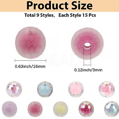 135Pcs 9 Colors Transparent Acrylic Beads TACR-PA0001-04-1