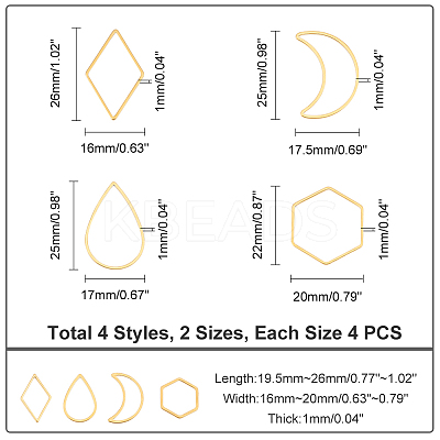 32Pcs 8 Style 304 Stainless Steel Linking Rings STAS-UN0041-35-1