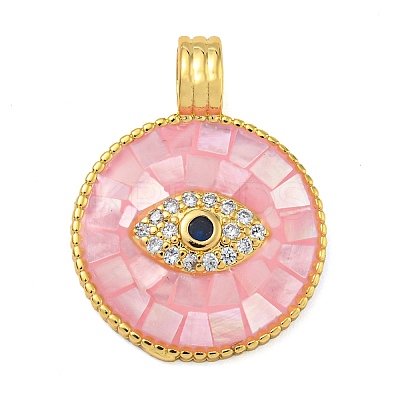 Rack Plating Brass Micro Pave Clear Cubic Zirconia Pendants KK-Z063-14G-01-1