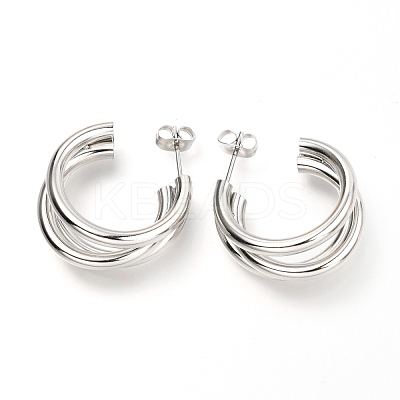 Tarnish Resistant 304 Stainless Steel Half Hoop Earrings EJEW-C501-18P-1