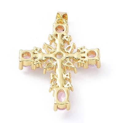 Brass Pave Cubic Zirconia with ABS Plastic Imitation Pearl Pendants KK-G467-01G-1