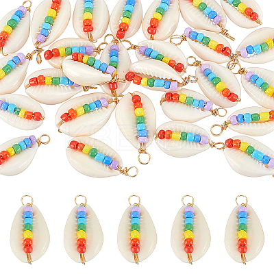 30Pcs Natural Cowrie Shell Pendants FIND-ME0002-51-1